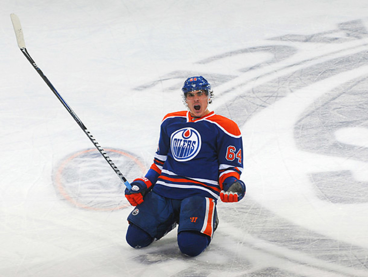 Nail Yakupov channeled Theo Fleury in his tying goal against the Kings back in January. (Andy Devlin/Getty Images)