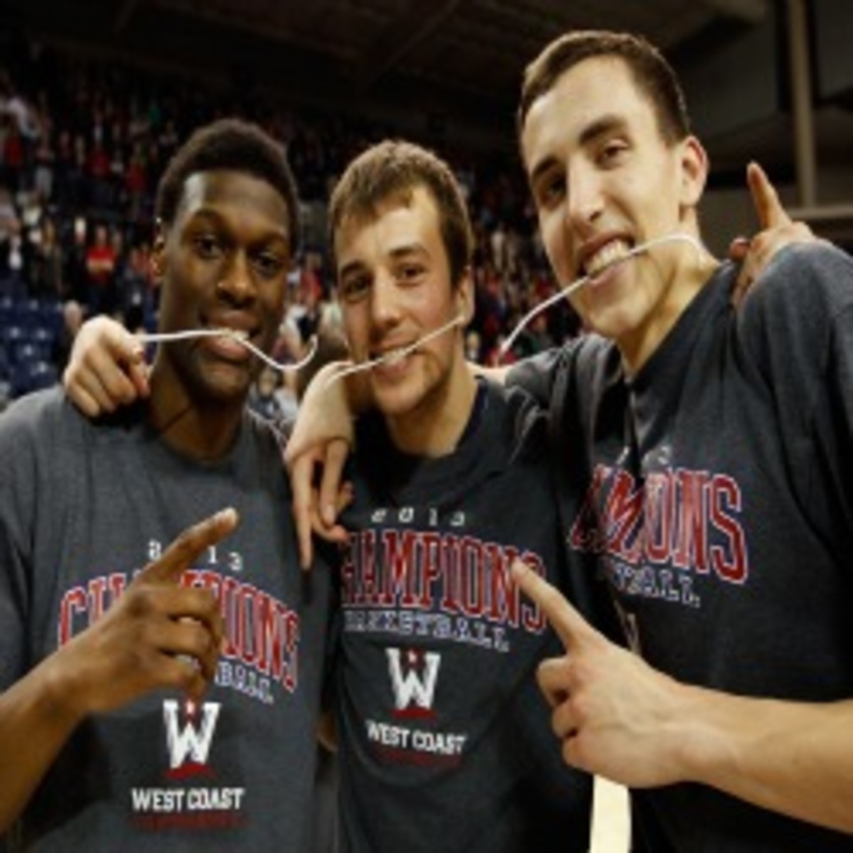 The Gonzaga Bulldogs clinch WCC crown after beating Portland on March 2, 2013.  (Photo by William Mancebo/Getty Images)