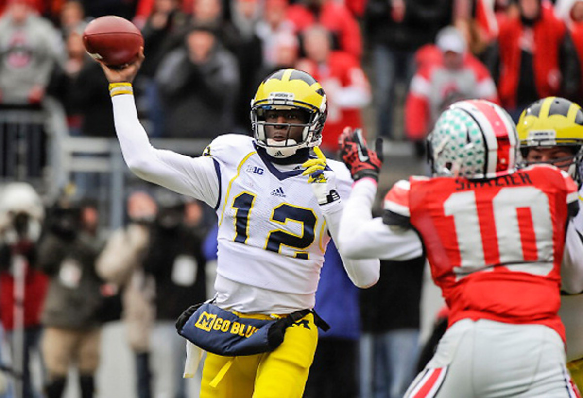 With Denard Robinson gone, quarterback Devin Gardner (12) will lead Michigan's new pro-style offense.