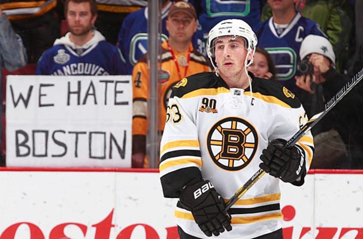 Brad Marchand of the Boston Bruins taunted the Vancouver Canucks and their fans.