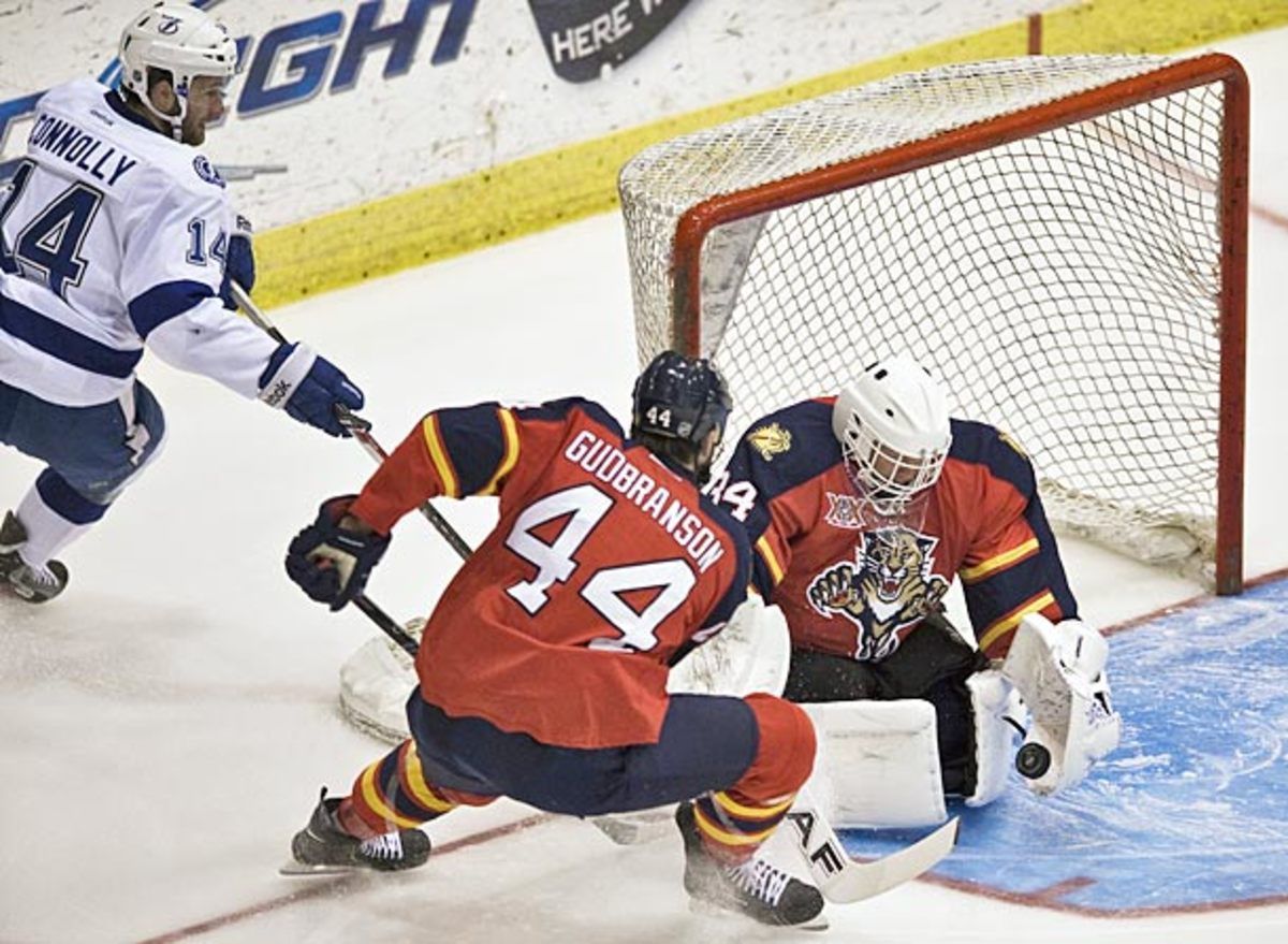 Goaltender Tim Thomas makes his NHL debut with Florida Panthers.