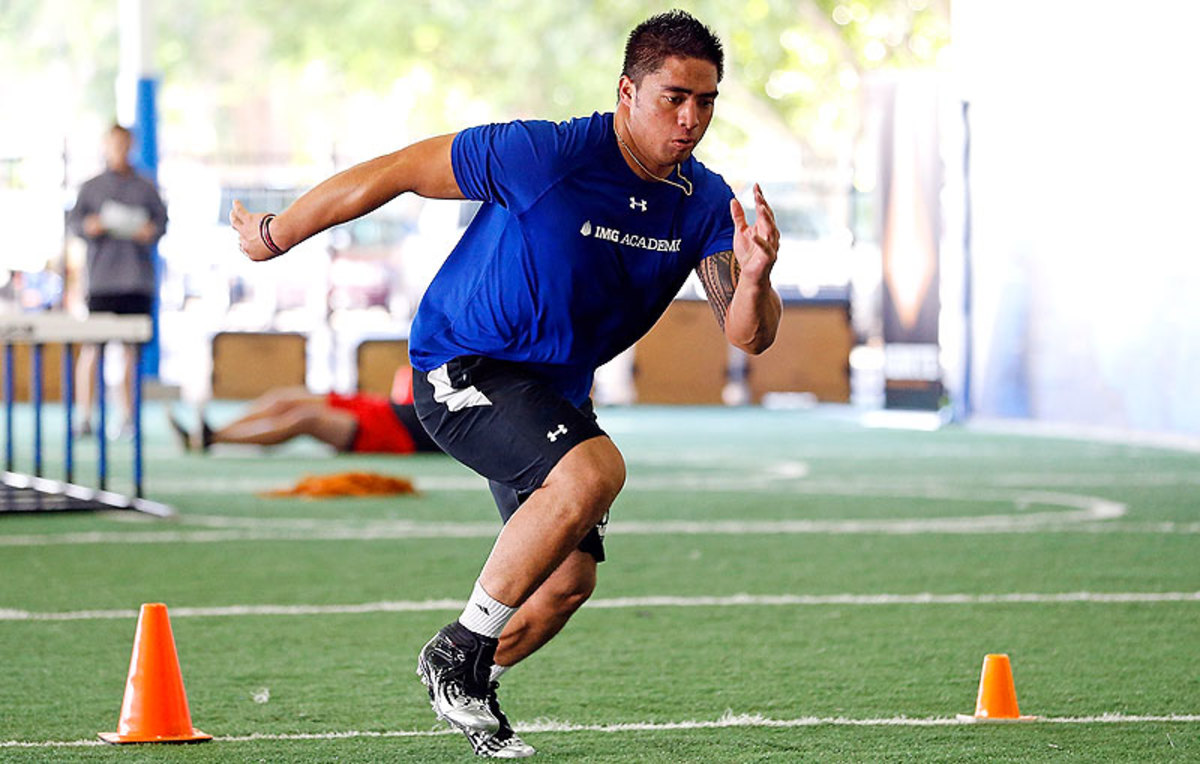 Linebacker Manti Te'o attended IMG Academy in Bradenton, Fla., after Notre Dame's 2012 season ended and before the draft last April. Many prospects opt to train at these specialized facilities, with their agents footing the five-figure bill to attend. (J. Meric/Getty Images)