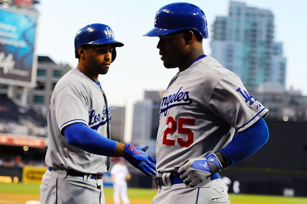 L.A.'s outfield took a big hit when hamstring injuries landed Matt Kemp and Carl Crawford on the DL.