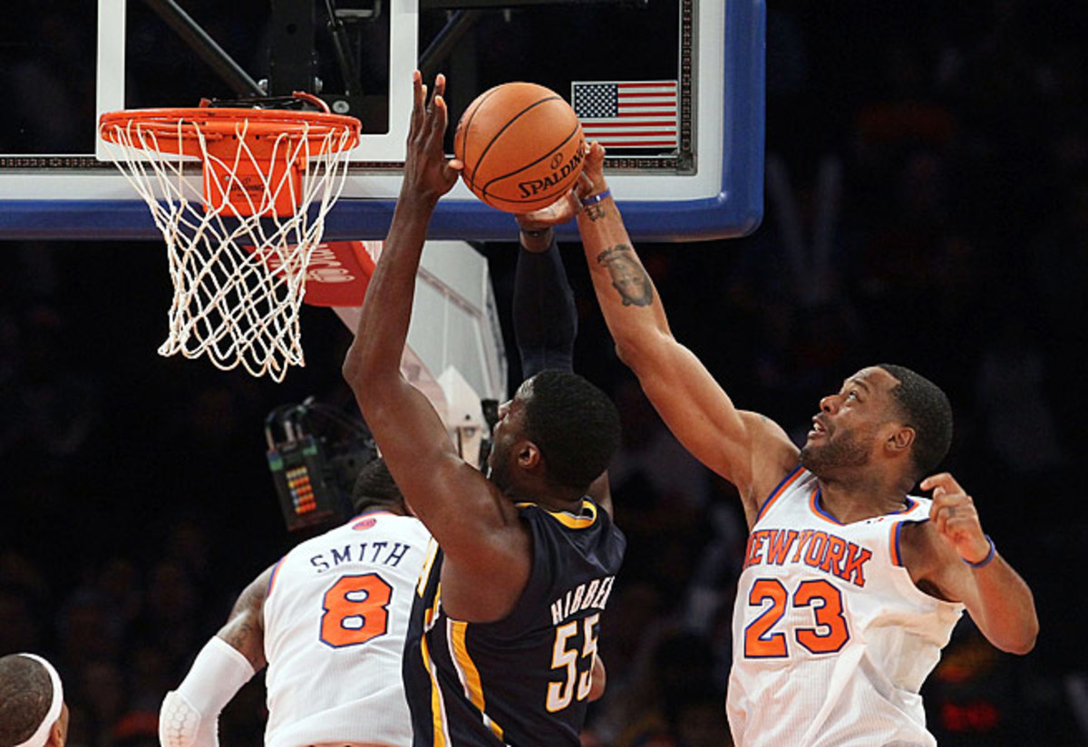 Veteran center Marcus Camby (right) appeared in 24 games with the Knicks last season.