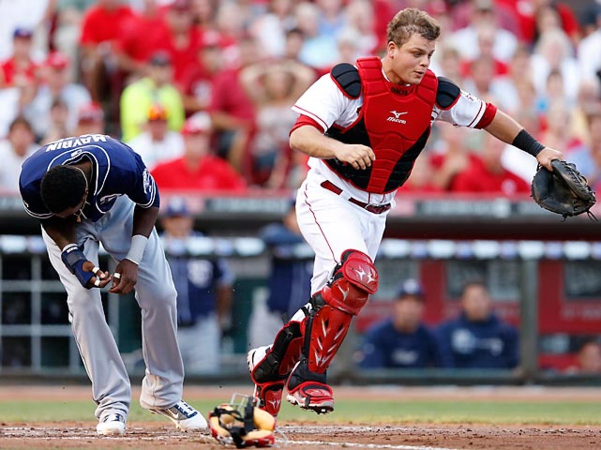 Devin Mesoraco (right), Cameron Maybin