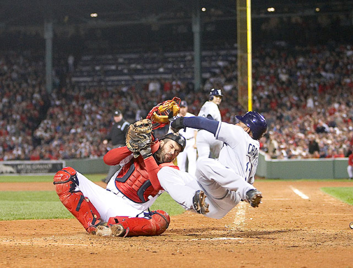 Carl Crawford (right), Jason Varitek