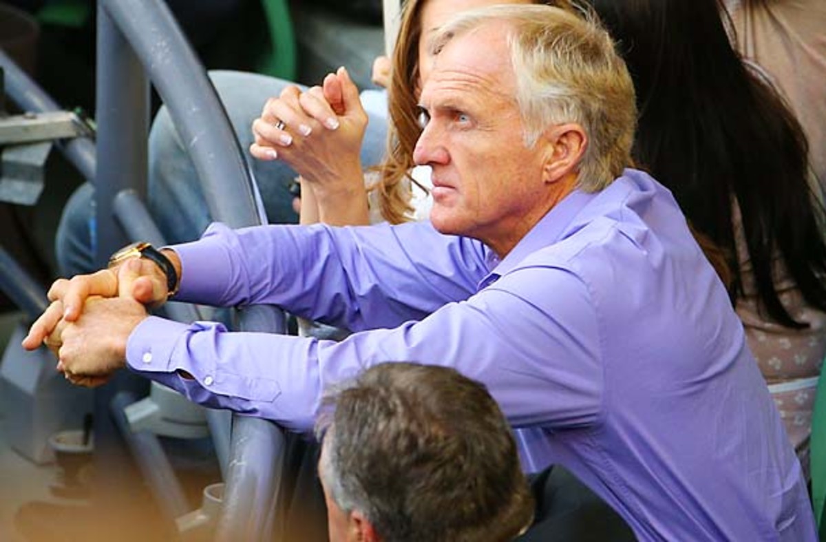 Greg Norman watches Australian Open