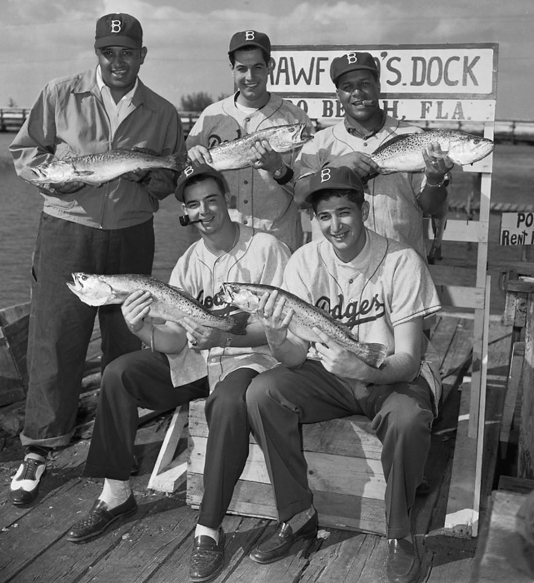Don Newcombe, Steve Lembo, Roy Campanella, Tommy Brown and Jim Romano