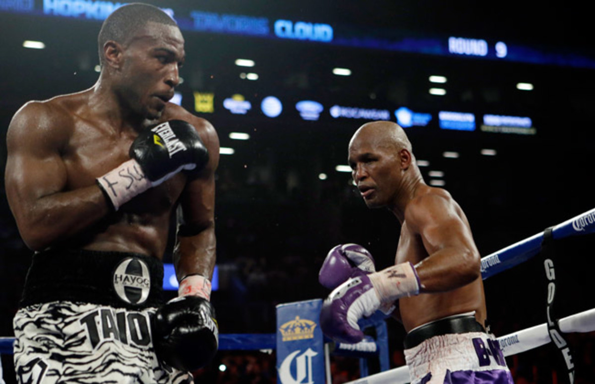 48-year-old Bernard Hopkins (right) defeated 31-year-old Tavoris Cloud in March.