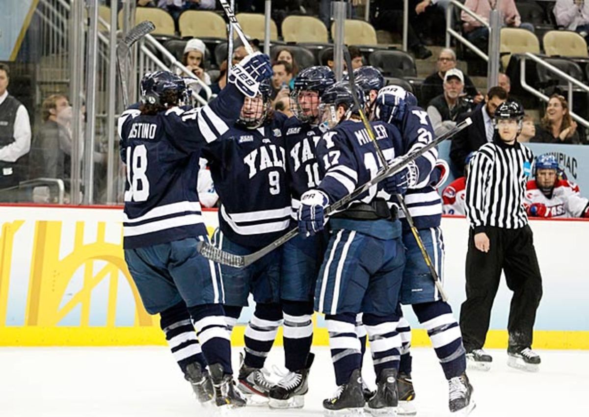 Though it's the much older of the two programs, Yale is the scrappy underdog in the NCAA hockey final.