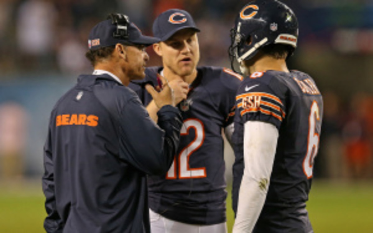 Bears quarterback Josh McCown was named NFC Offensive Player of the Week for Week 14, completing 27 of 36 passes for 348 yards, four touchdowns and no interceptions for a 141.9 passer rating. (Jonathan Daniel/Getty Images)