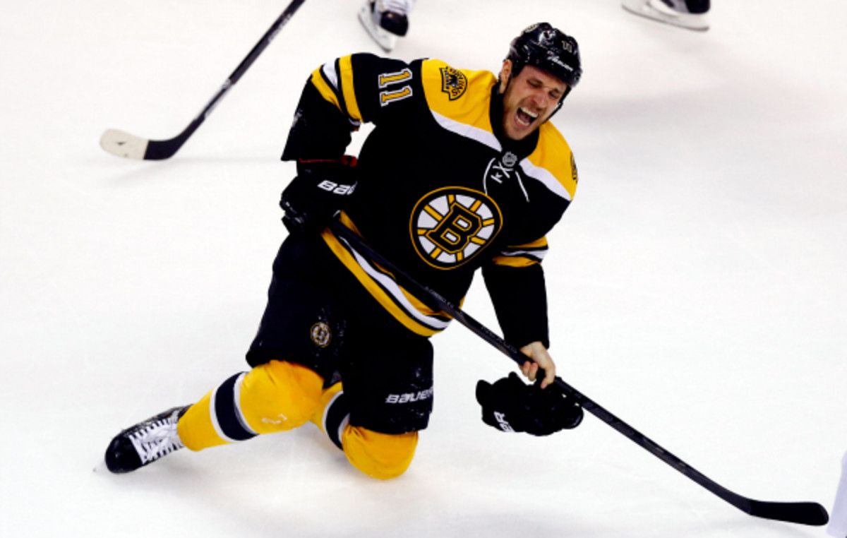 Gregory Campbell is out for the remainder of the Stanley Cup Playoffs with a broken fibula suffered during Game 3 of the Eastern Conference Finals. (Jared Wickerham/Getty Images)