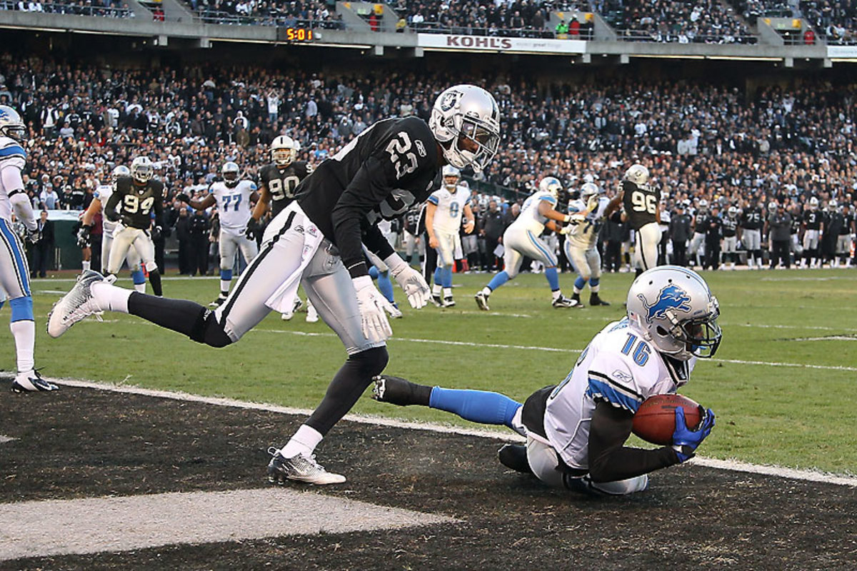 Young showed promise as a Lions rookie in 2011, catching 48 passes, six of them for touchdowns, including this score against the Raiders in December 2011.