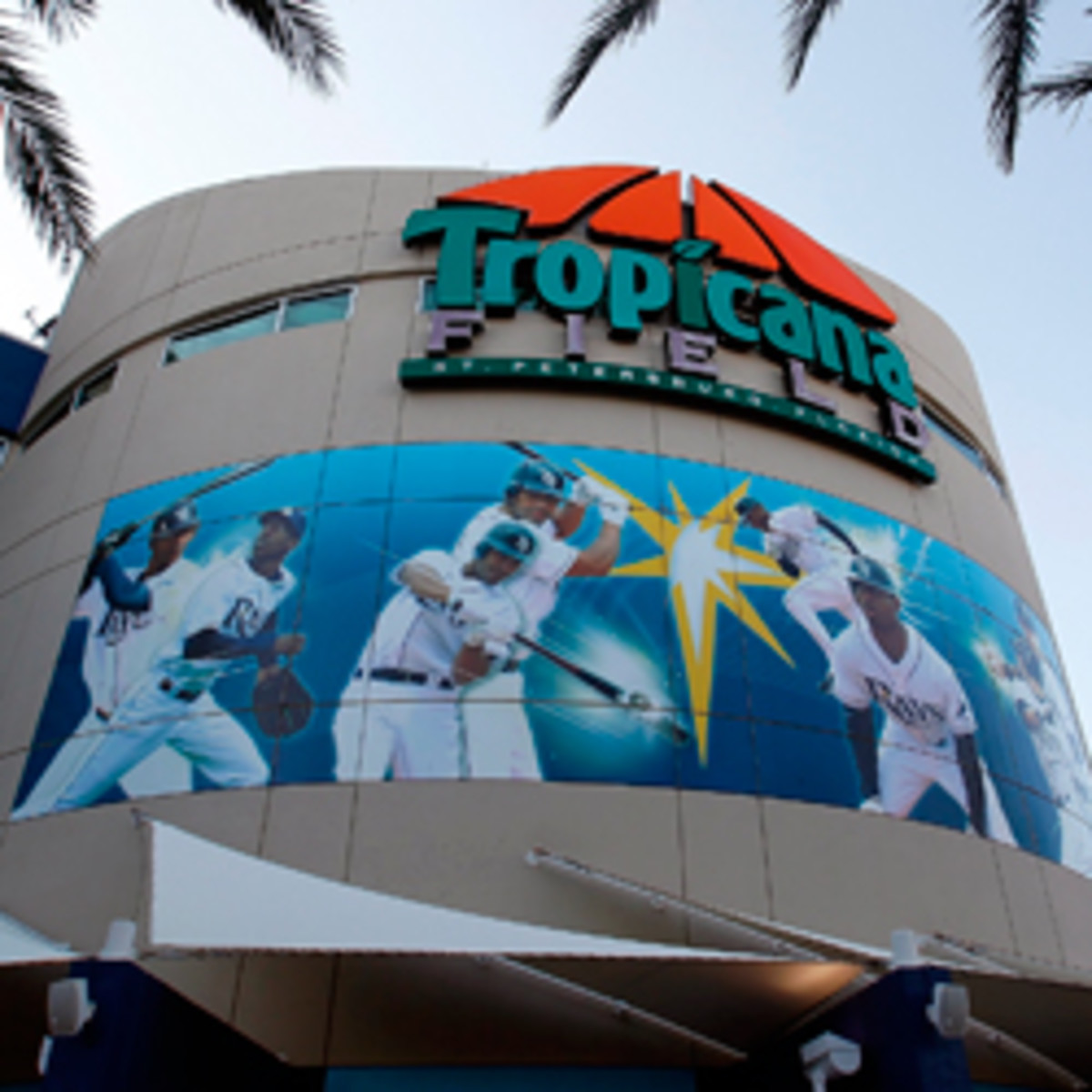 The Rays' Tropicana Field lease prohibits the team from exploring a new stadium outside of St. Petersburg. (J. Meric/Getty Images)