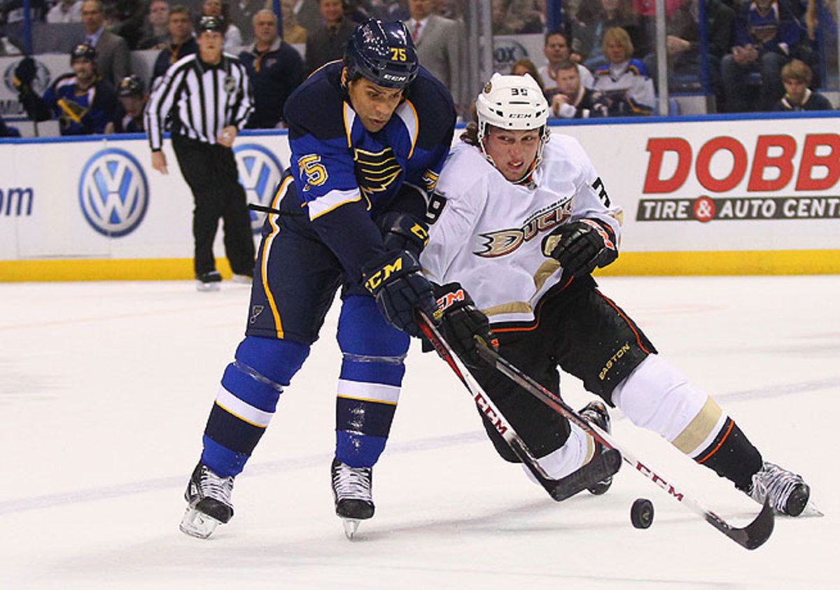 Matt Beleskey (right) provided an effective mix of grit and offense for Anaheim during the 2013 season.