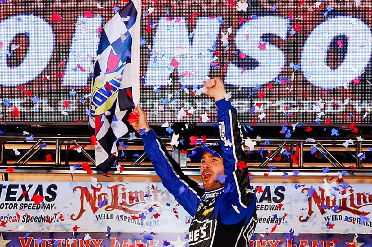 With this victory, Jimmy Johnson became only the second three-time Cup winner at Texas.