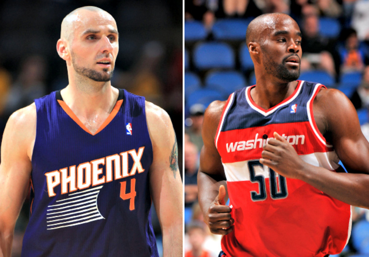 Marcin Gortat and Emeka Okafor are trading uniforms. (Doug Pensinger and Fernando Medina/Getty Images)