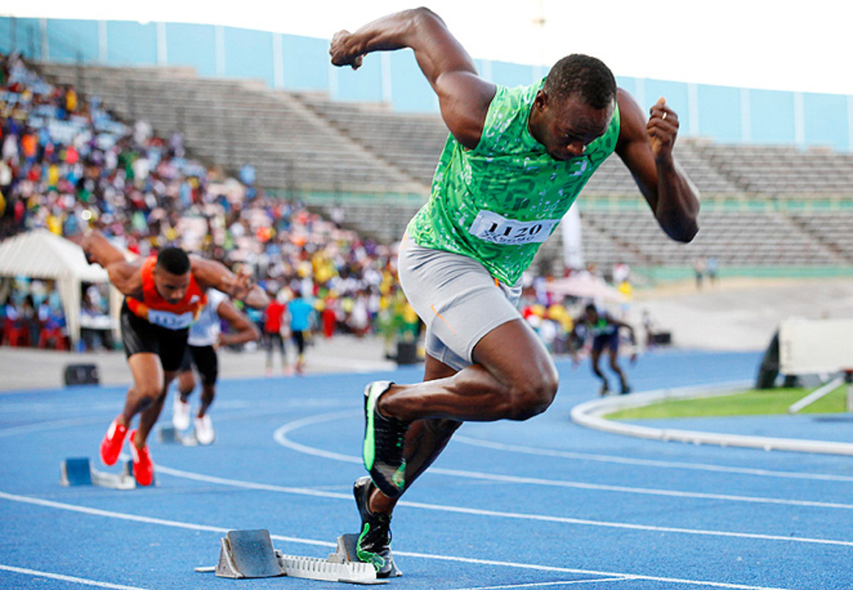 Скорость спортсмена бегуна. Усэйн болт старт. Usain Bolt на старте. Усейн болт тренировки. Бегун болт Усэйн.