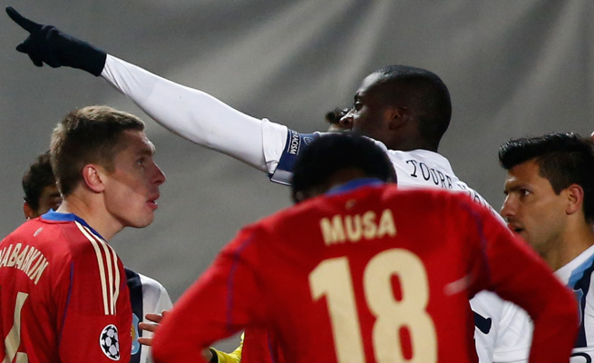 Yaya Toure complained to the ref during Wednesday's game at CSKA about racial abuse from fans.