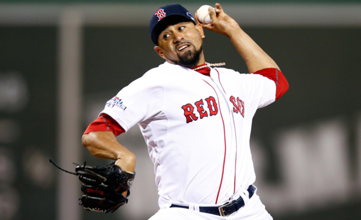 Franklin Morales made three postseason appearances for the Red Sox en route to the 2013 World Series championship.
