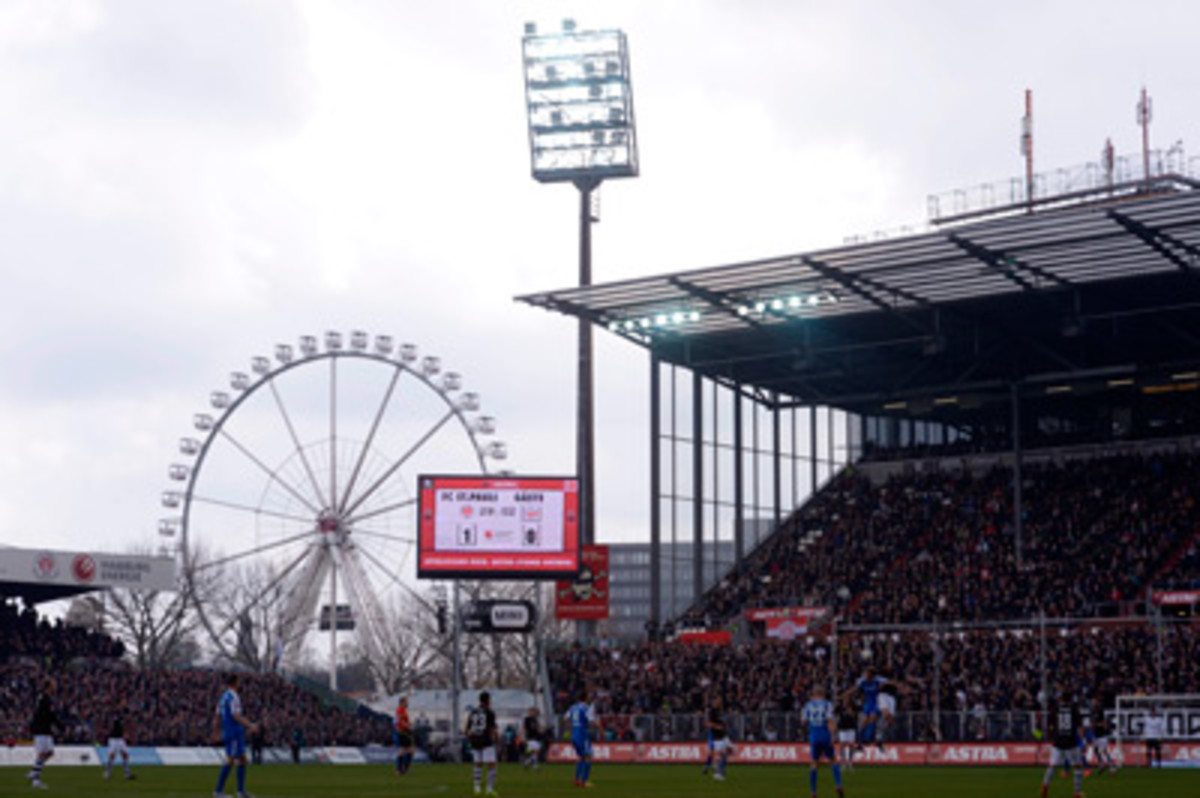 St. Pauli plays at Millerntor Stadium in Hamburg, Germany.