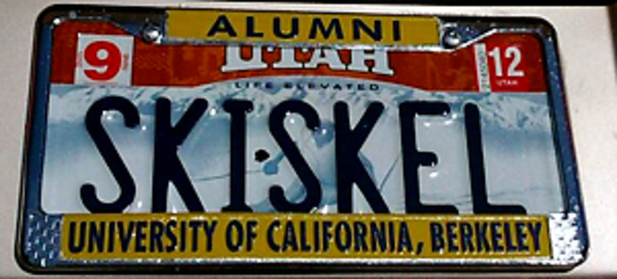 Swaney's dual-sport identity is reflected in her car's license plate as well.