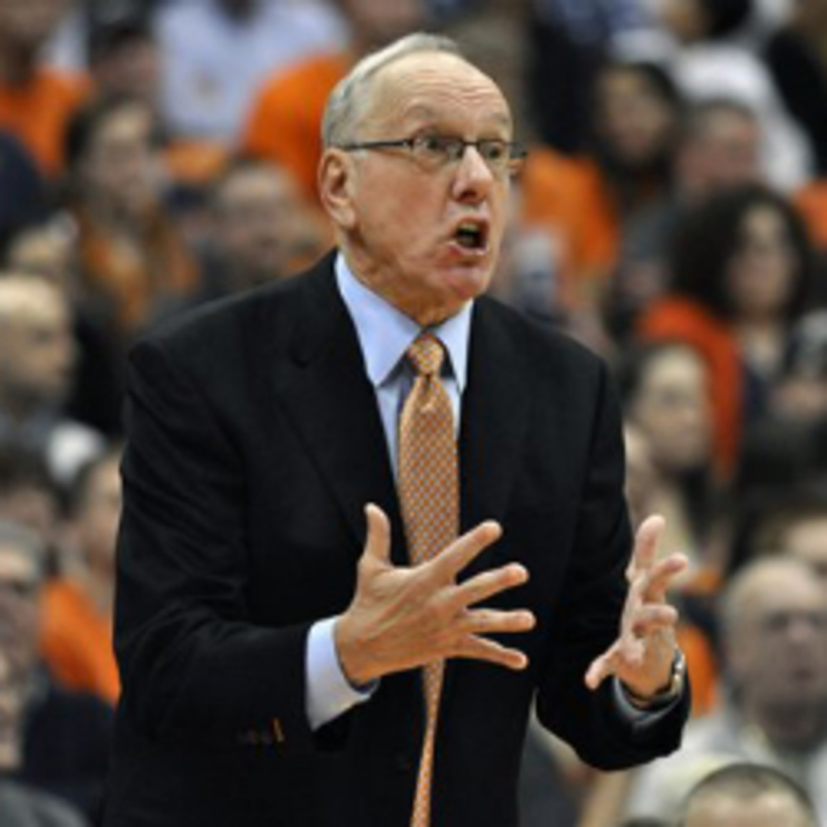 Jim Boeheim made an impassioned plea for gun control after winning his 900th career game as Syracuse's head coach on Monday. (AP/Kevin Rivoli)