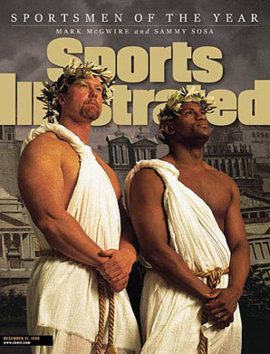Mark McGwire and Sammy Sosa have numbers that usually lead a player to Cooperstown but neither is likely to be voted in anytime soon. (Walter Iooss Jr./SI)