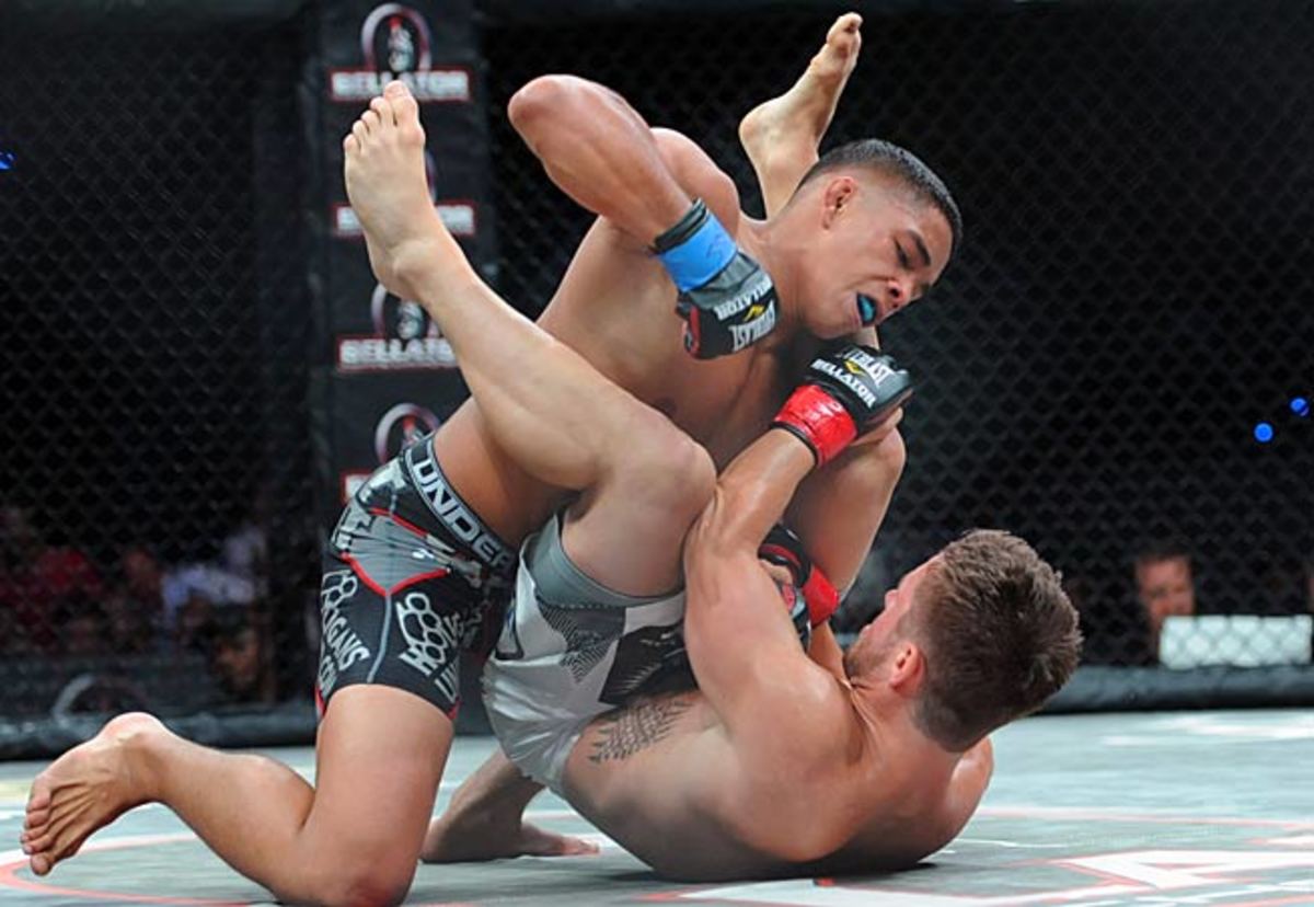 Pat Curran (bottom) has been on the receiving end of a lot of punches, but hopes to land more than his share on Saturday.