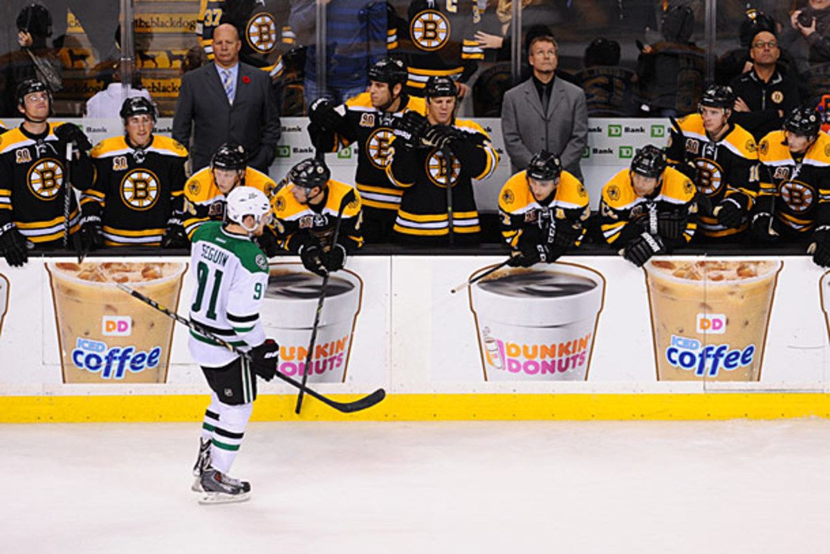 Tyler Seguin played his first game in Boston as a member of the Dallas Stars.