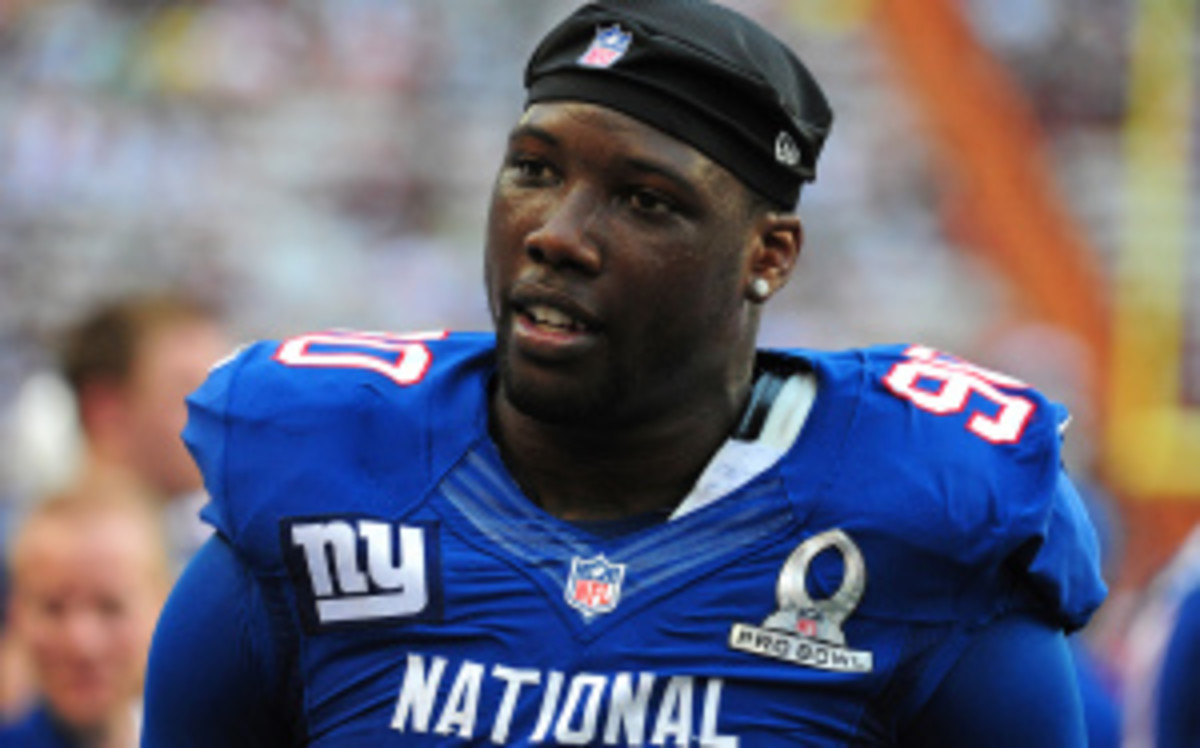 Jason Pierre-Paul underwent back surgery on Tuesday and is expected to be out three months. (Scott Cunningham/Getty Images)