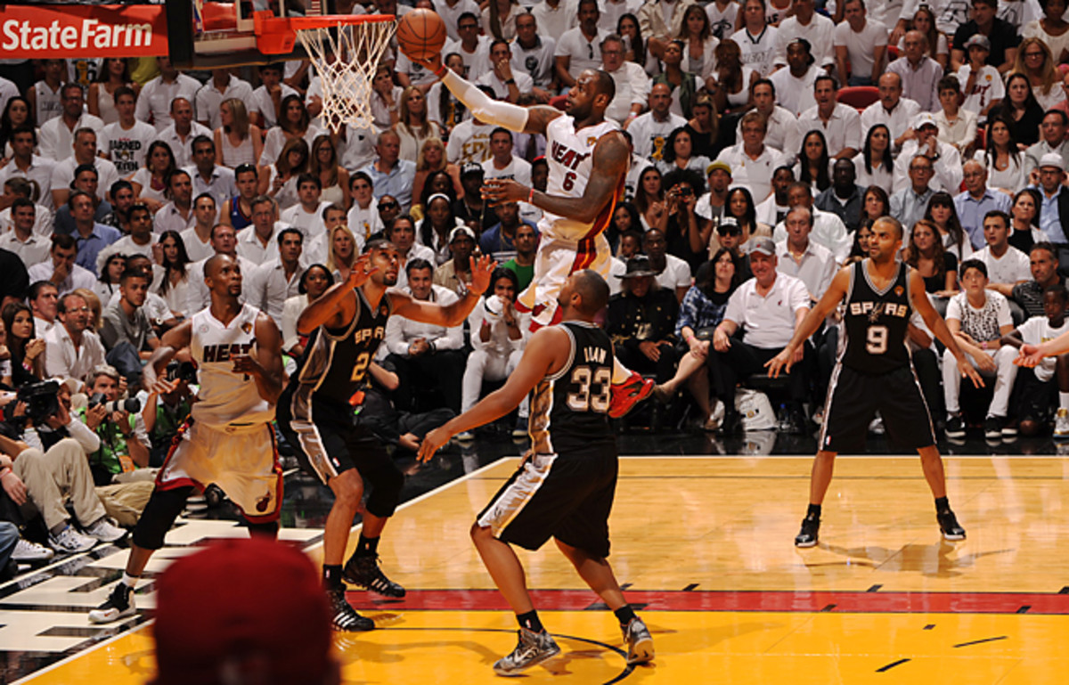 LeBron James struggled through three quarters but finished with a triple-double in Miami's Game 6 win.