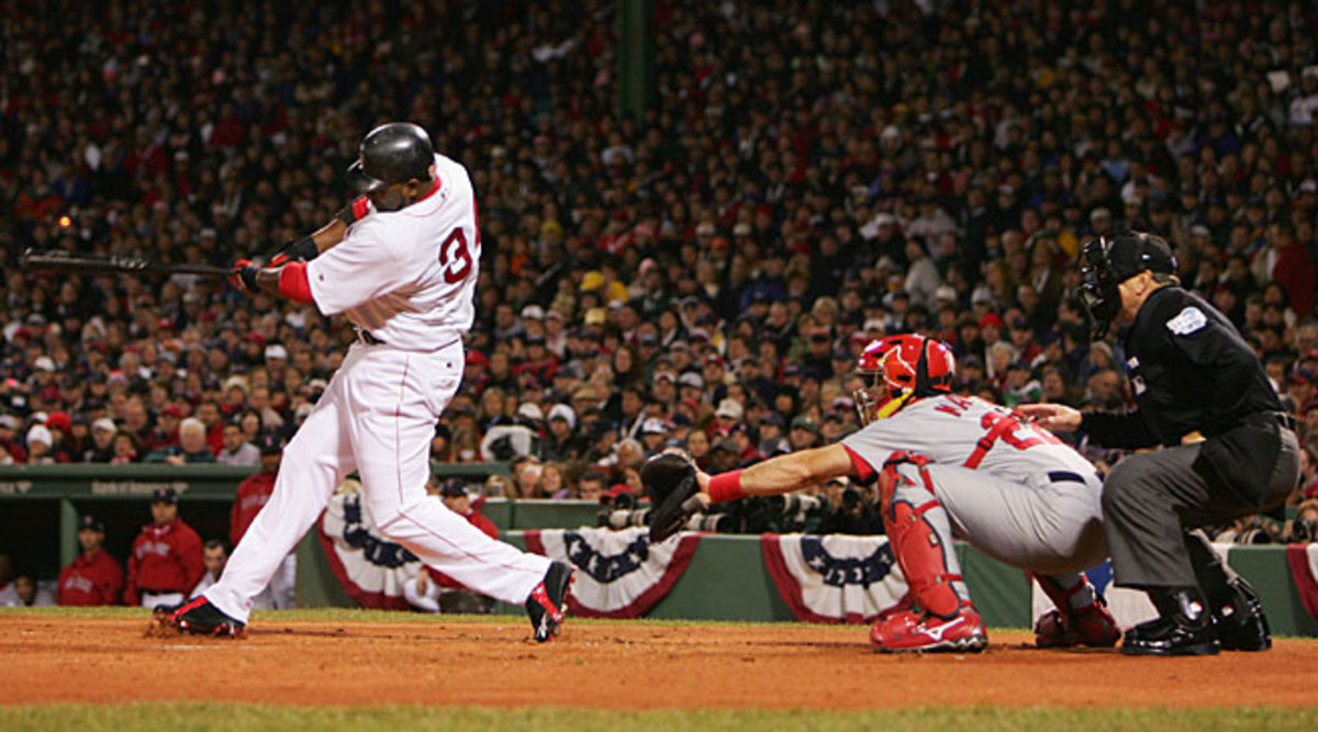 David Ortiz is the only Red Sox player left from Boston's 2004 World Series win over St. Louis, while then-catcher Mike Matheny is now the Cardinals' manager.