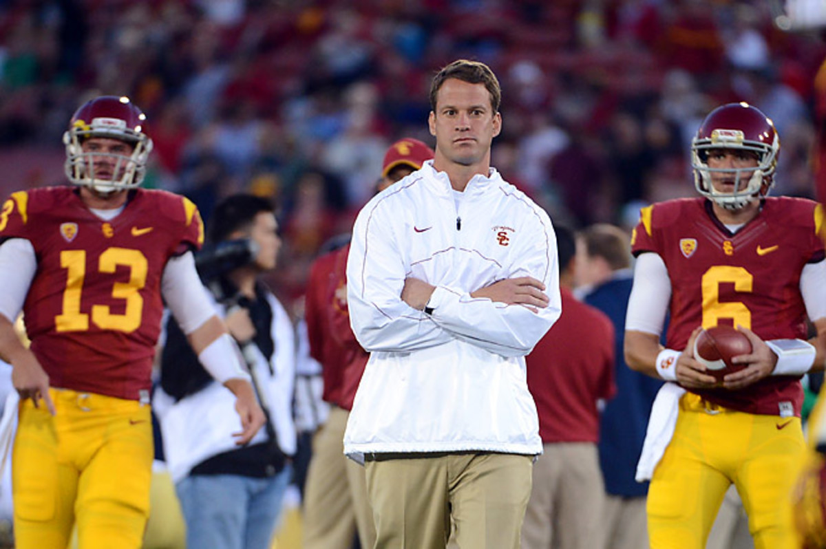 Max Wittek (L), started two games for USC last season, while Cody Kessler (R), had a strong training camp. 