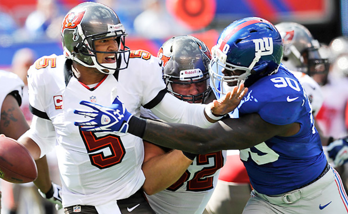 Jason Pierre-Paul has yet to miss a game in his three-year career. (Bill Kostroun/AP)