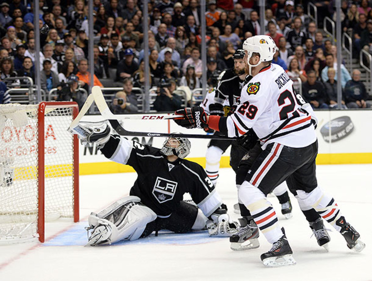 Bryan Bickell had another standout game for Chicago, but he couldn't get this shot past Jonathan Quick when it mattered.