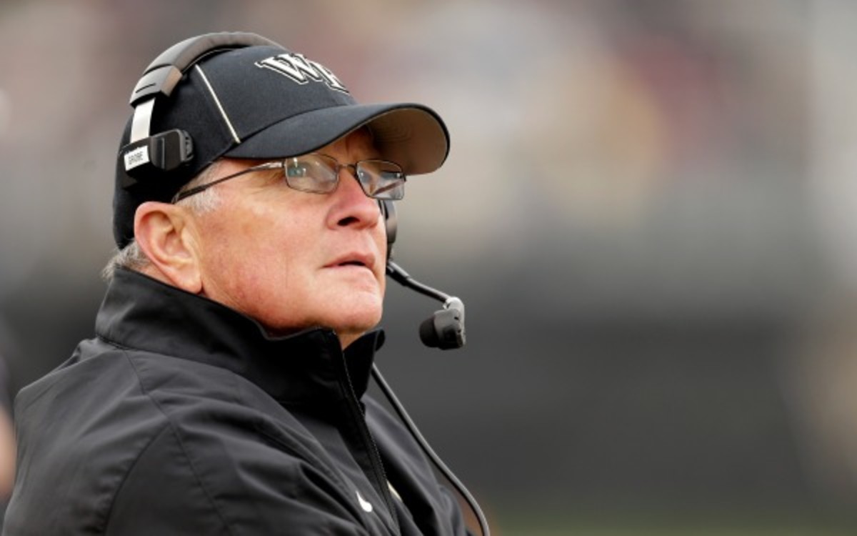 Wake Forest's Jim Grobe led the Demon Deacons to three bowl wins in 13 seasons. (AP Photo/Nell Redmond)