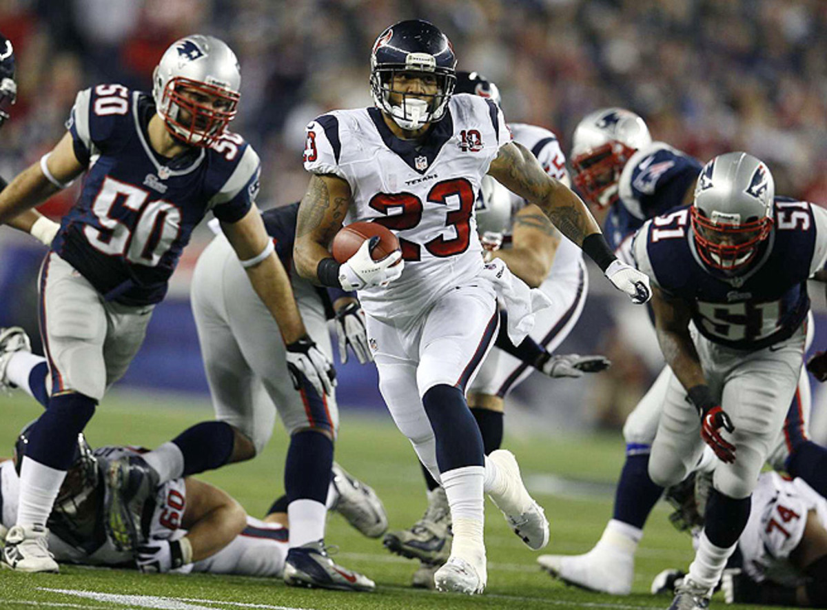 Arian Foster, arguably the Texans' top fantasy player, rushed for 1424 yards and 15 TDs last year.