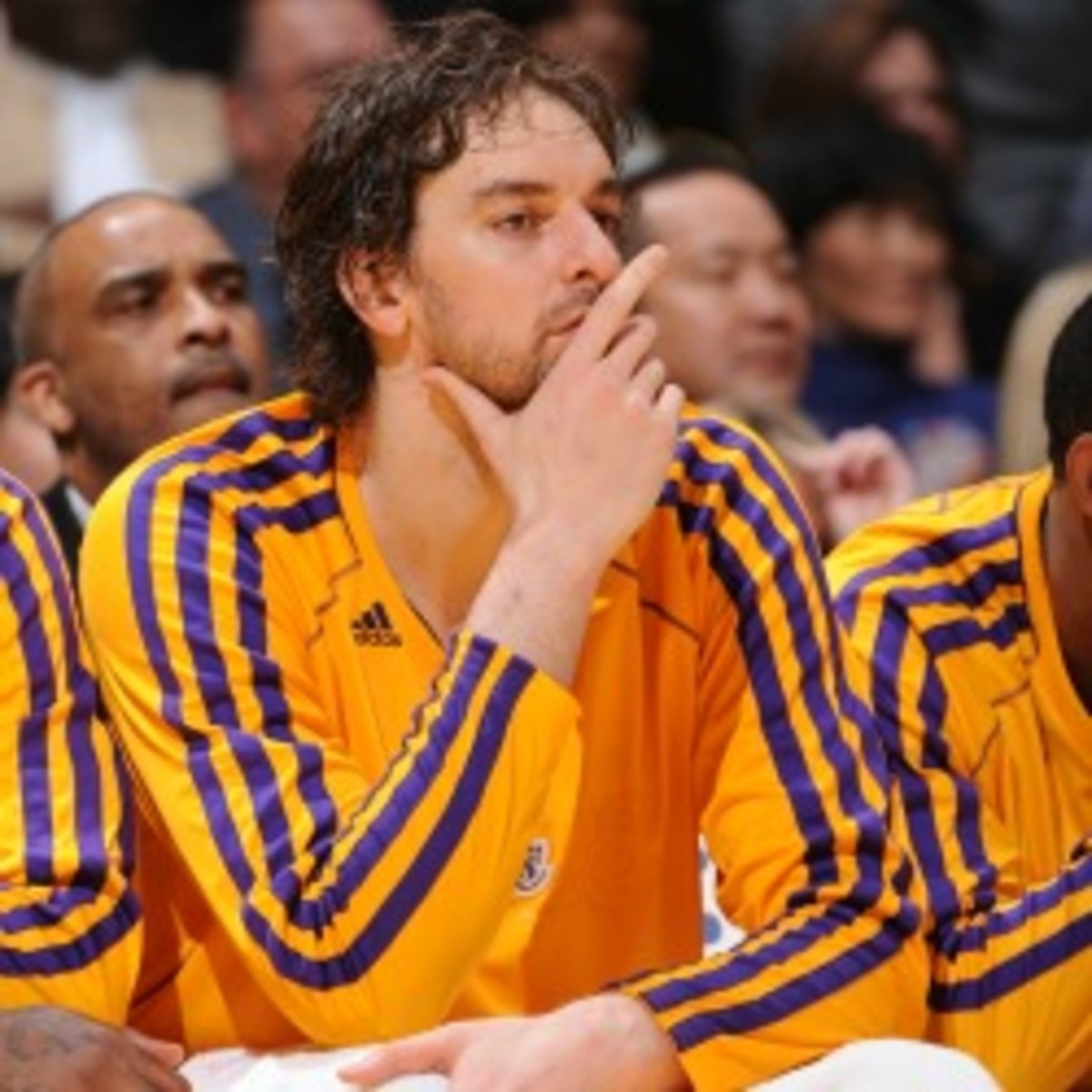 Lakers big man Pau Gasol is currently out with tendinitis in both knees. (Andrew D. Bernstein/Getty Images)