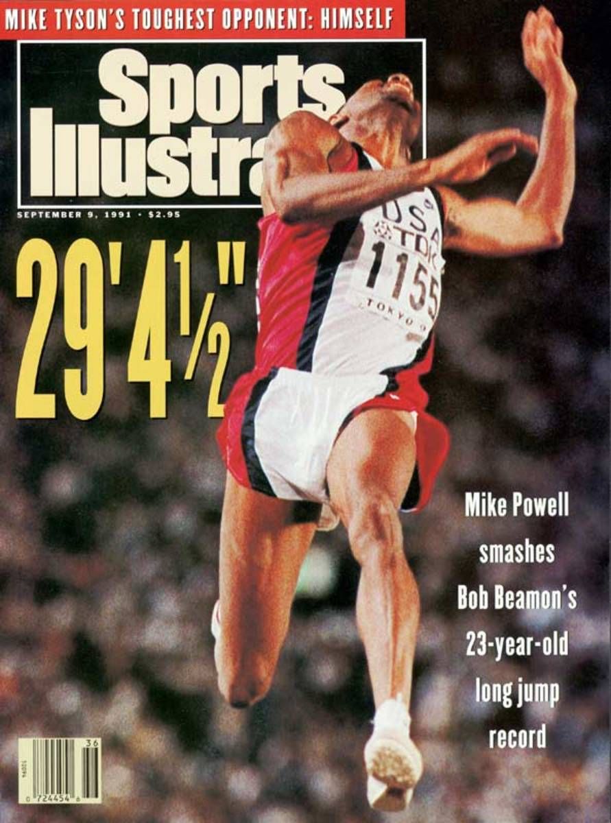 Mike Powell passes Bob Beamon