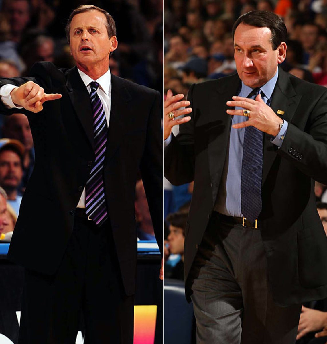 Rick Barnes, Texas, and Mike Krzyzewski, Duke