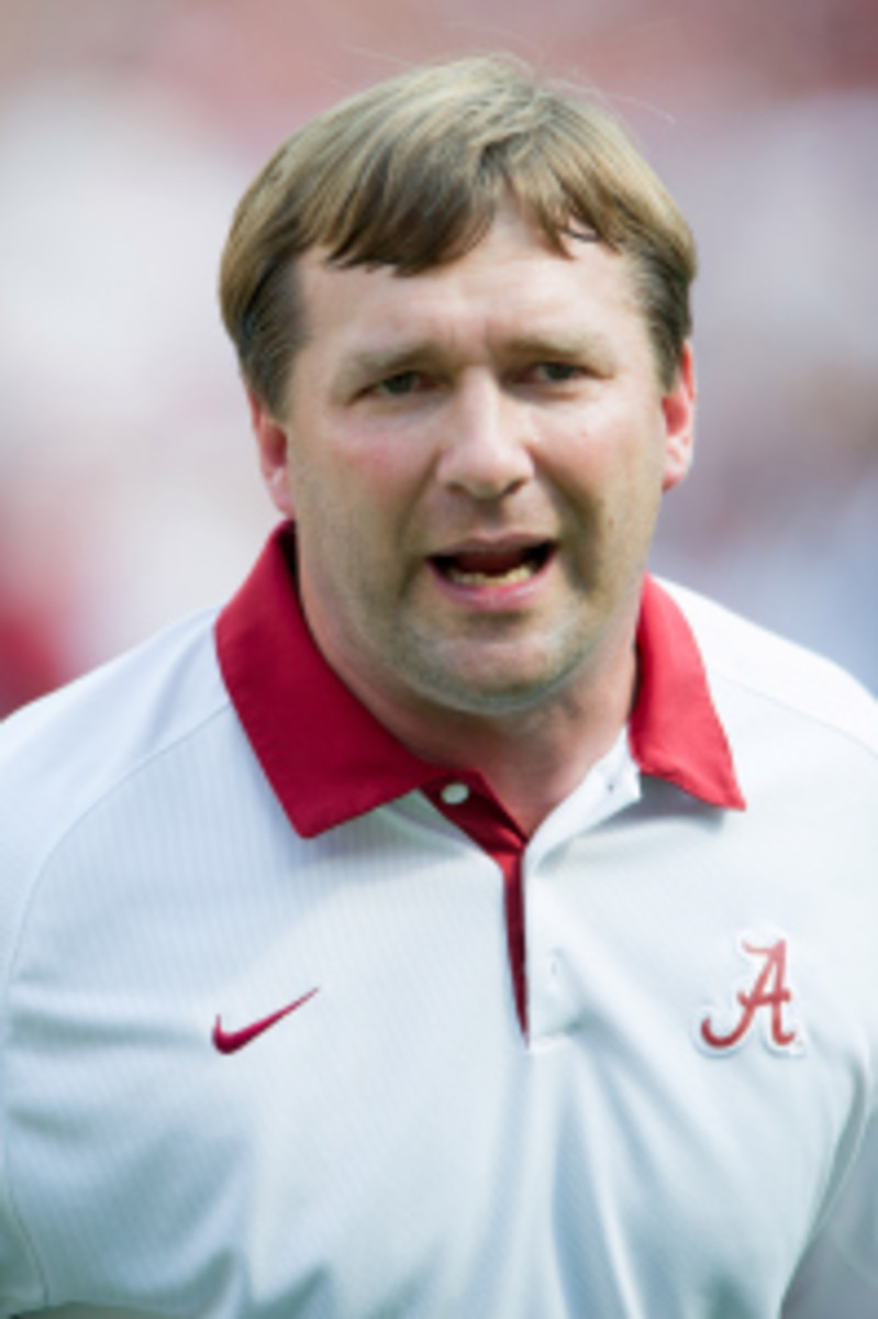Auburn reportedly interviewed Alabama defensive coordinator Kirby Smart for its vacant head coaching position on Monday. (Michael Chang/Getty Images)