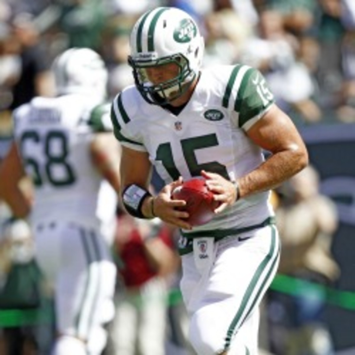 Jets backup quarterback Tim Tebow will reportedly end up in Jacksonville next season. (Jeff Zelevansky/Getty Images)