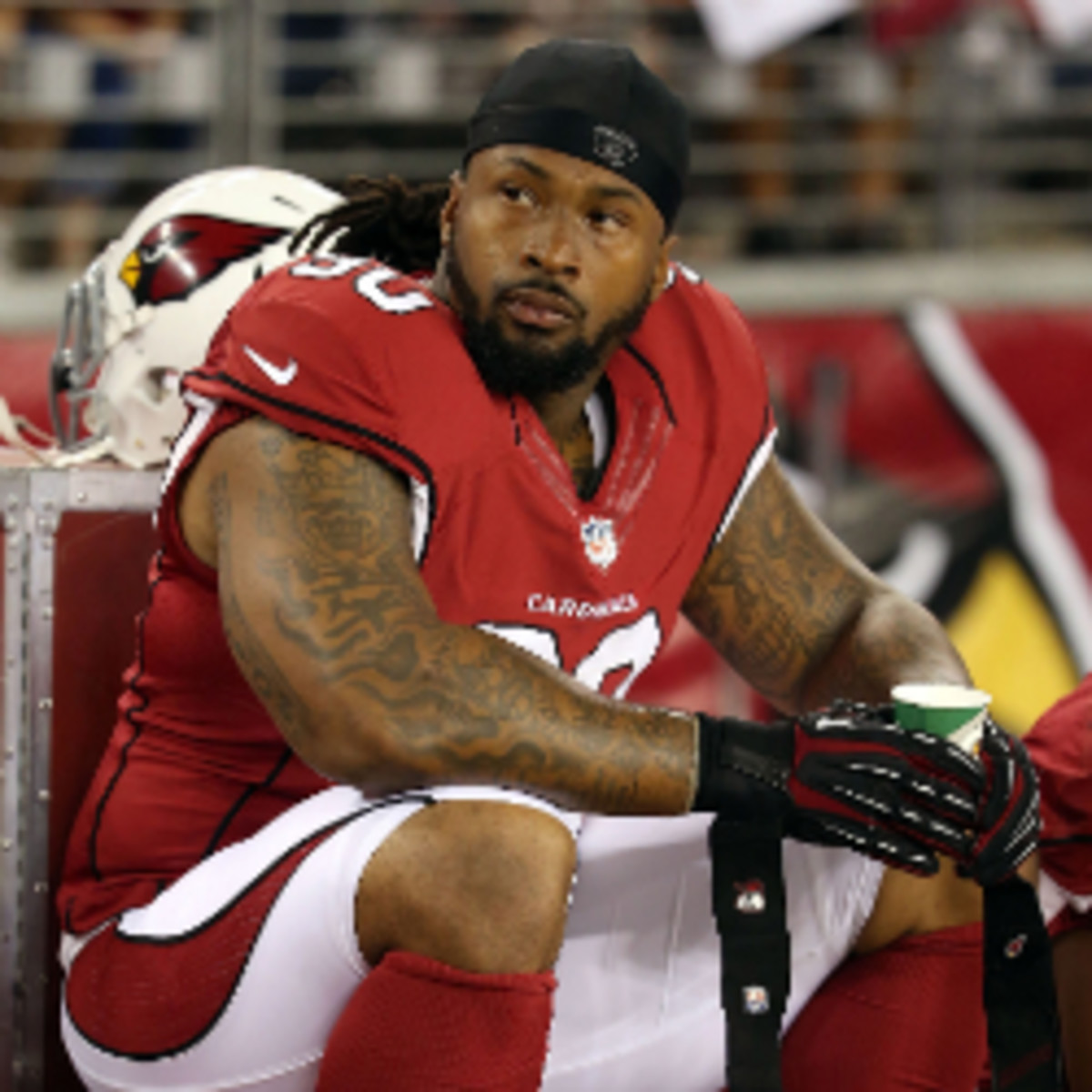 The Cardinals' Darnell Dockett could face disciplinary action for an "on-field incident" with teammate Kerry Rhodes on Sunday. (Christian Petersen/Getty Images)