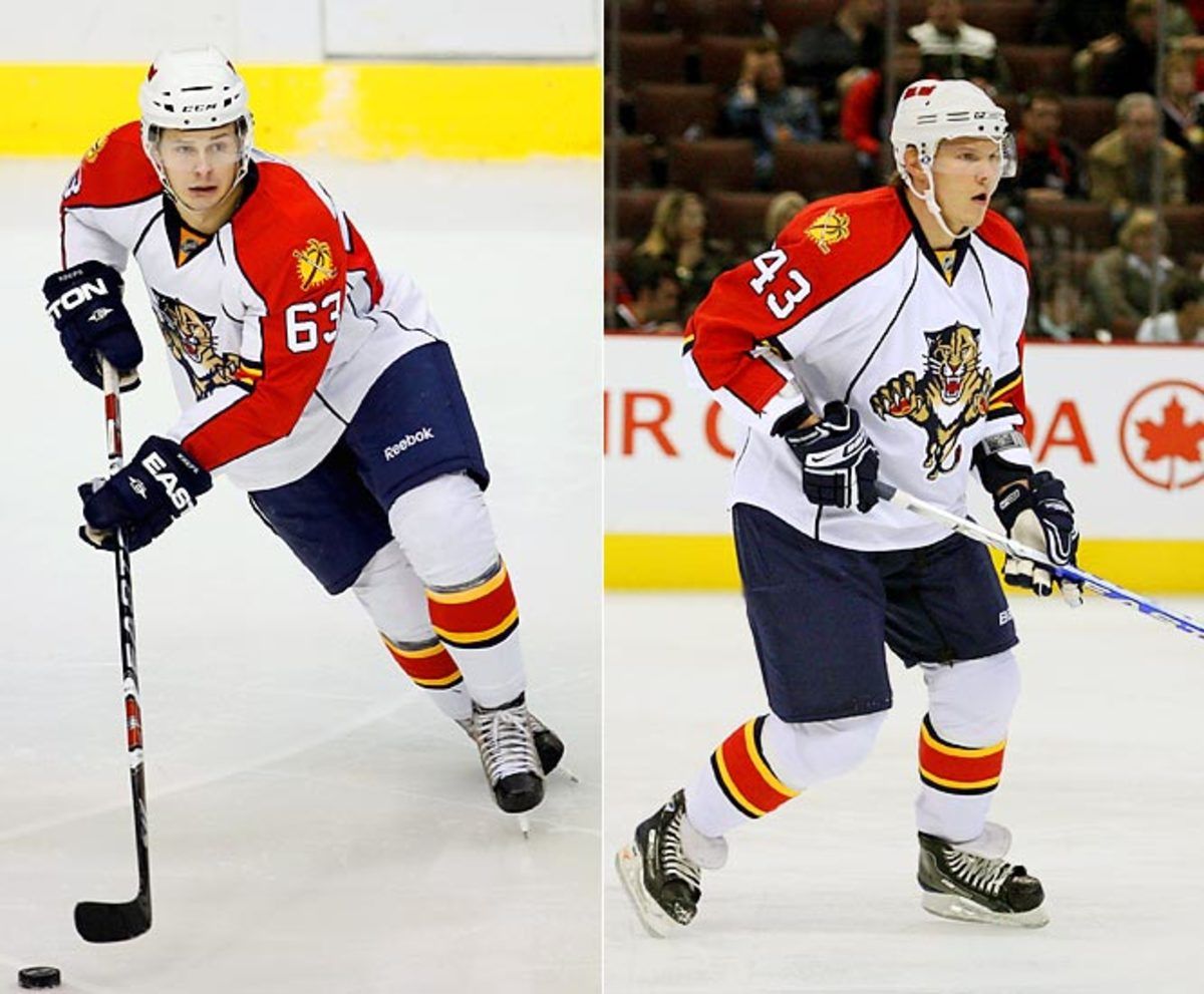 Evgeni Dadonov (RW) and Dmitri Kulikov (D)