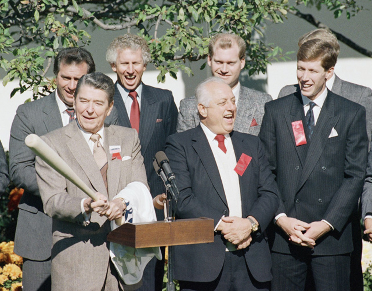 Ronald Reagan, Tommy Lasorda and Orel Hershiser