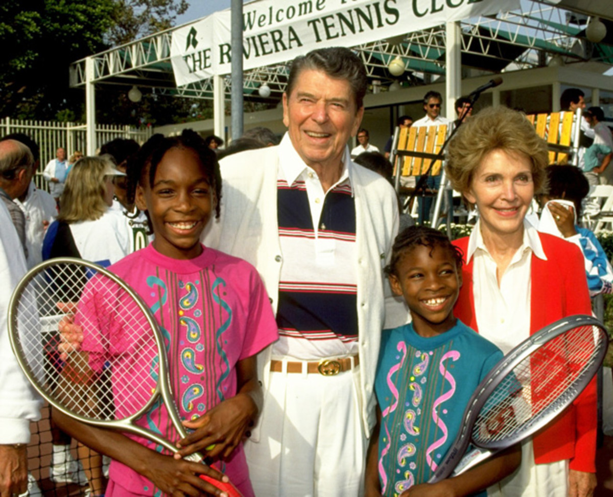 Venus Williams, Ronald Reagan, Serena Williams and Nancy reagan