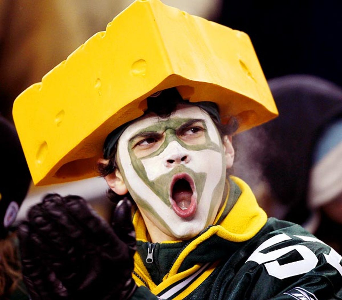 Best head gear at the dome - #vikings fan with cheese grat…