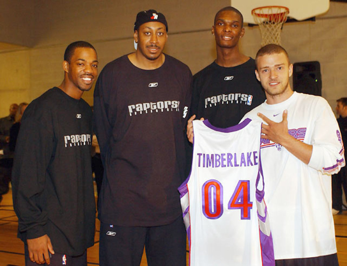 Rafer Alston, Donyell Marshall, Chris Bosh and Justin Timberlake