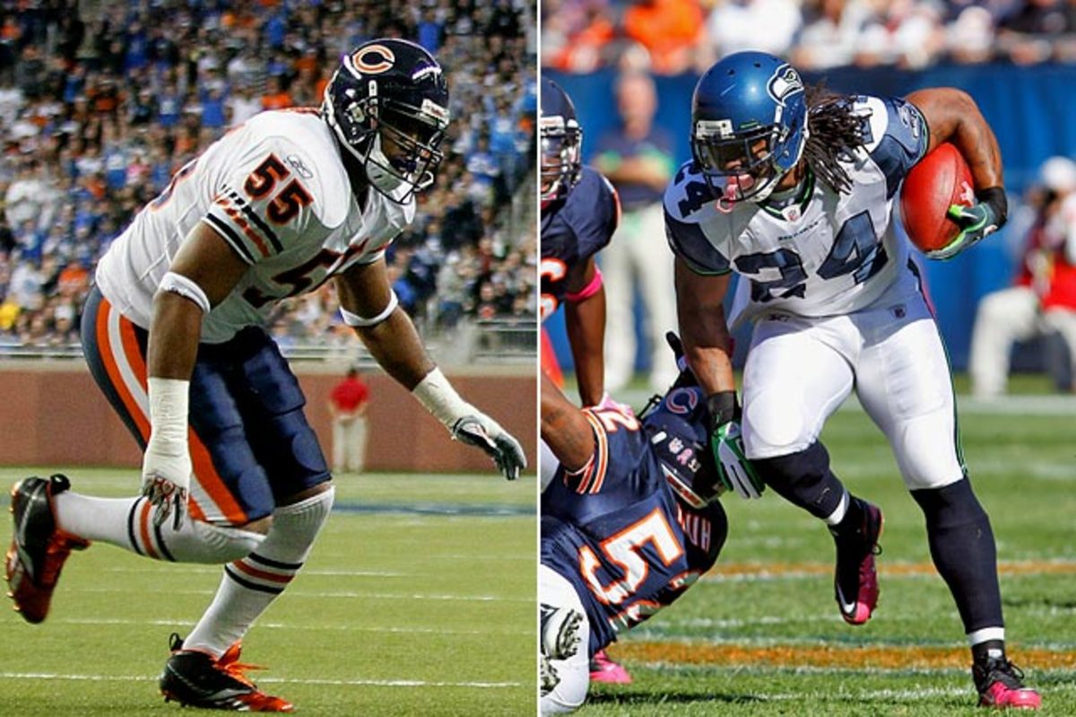 Bears linebacker Lance Briggs vs. Seattle's Marshawn Lynch